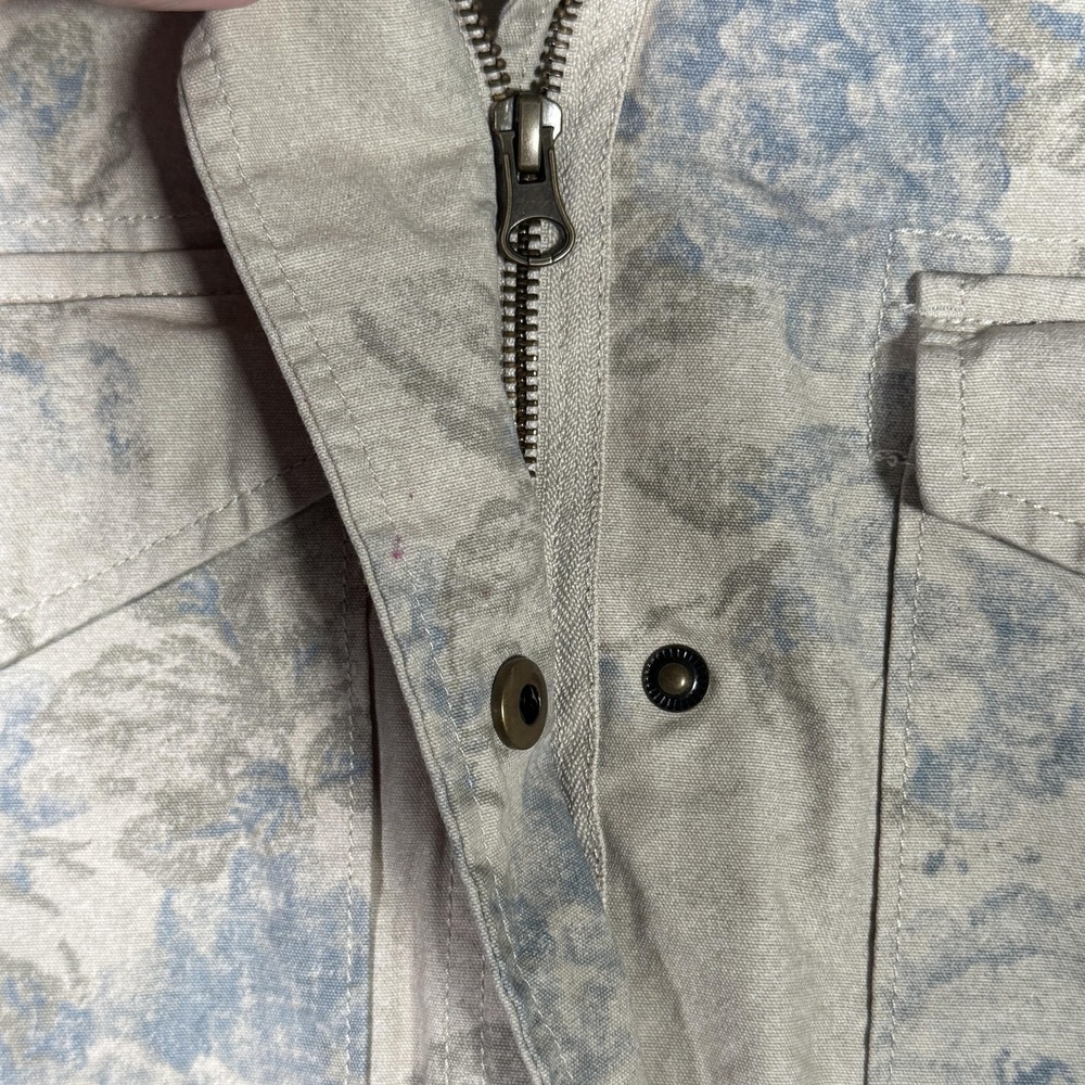 Chaps Jacket Womens M Beige Floral Cotton Military Utility Twill Zip Coat Field - Picture 4 of 11